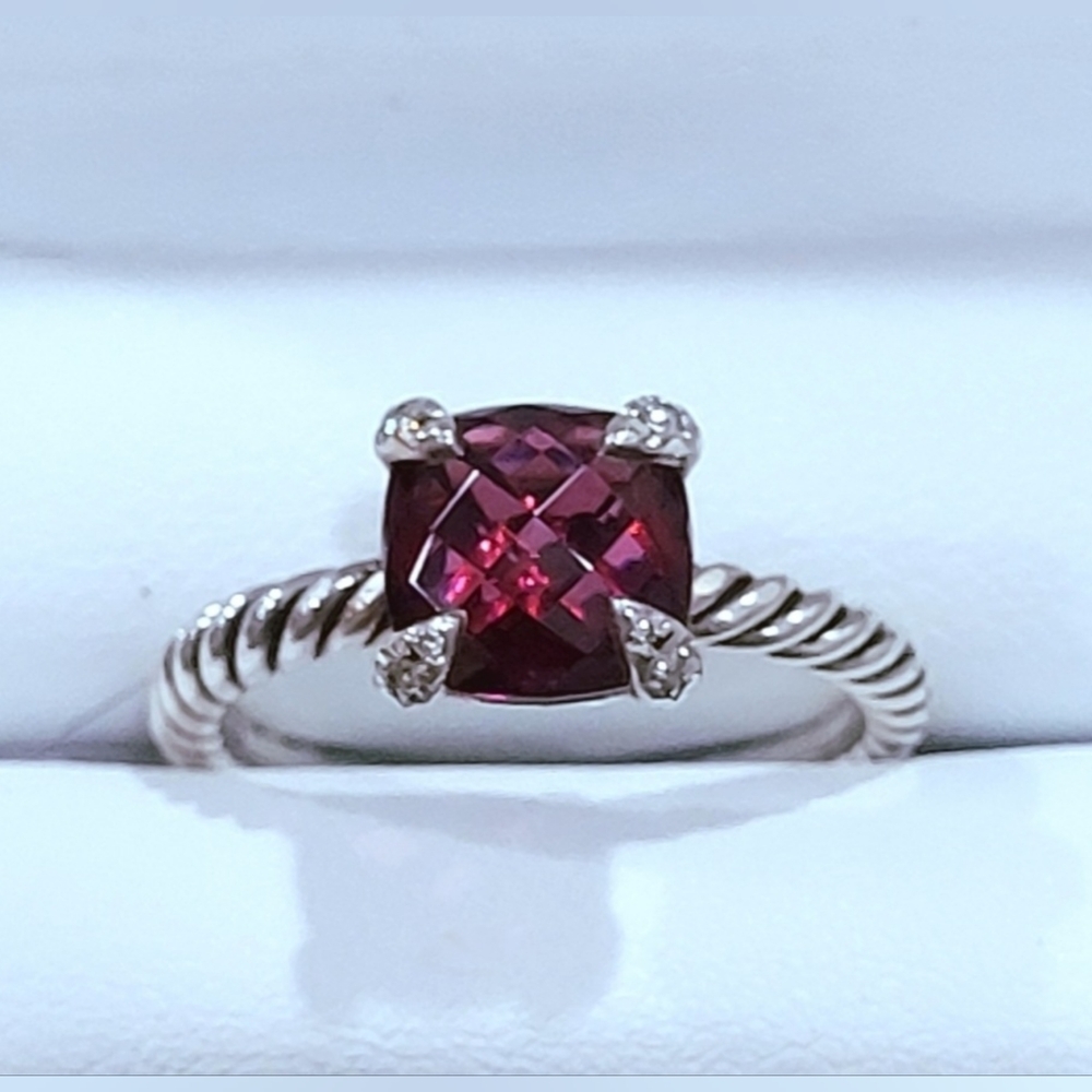 David Yurman Petite Chatelaine Cocktail Ring With Rhodolite Garnet And Diamonds